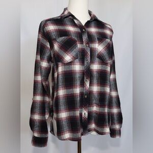 Daytrip Plaid Long & Roll Tab Sleeves Shirt 100% Cotton Medium